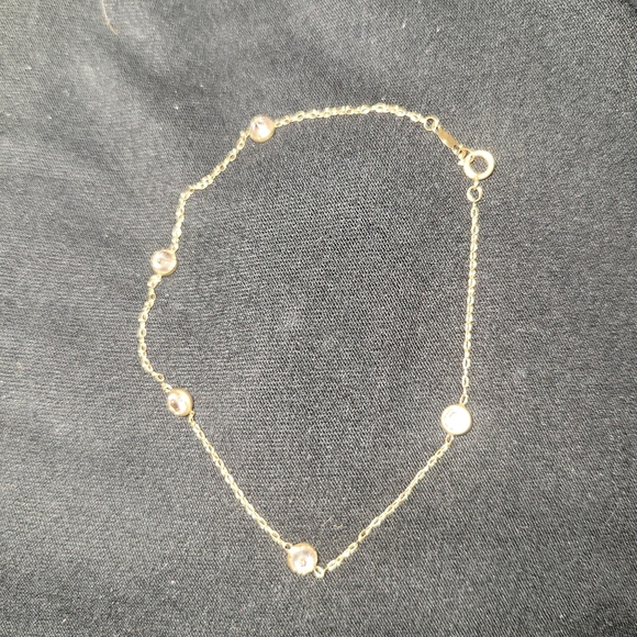 14k Yellow Gold cz Bracelet 8" - Picture 1 of 5